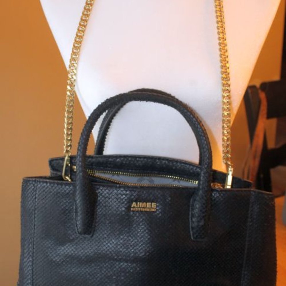 AIMEE KESTENBERG BLACK SNAKE LARGE SHOULDER BAG!